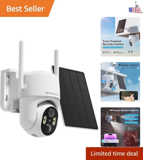 Real-Time Two-Way Talk Solar Camera - 360° PTZ Wireless Home Security System