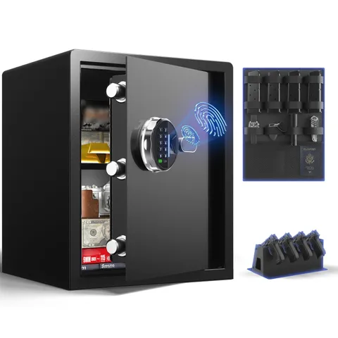 Grimtron 𝟑𝟓 𝐋𝐁 Smart Biometric Safe Fingerprint Lock Box with Silent Mode
