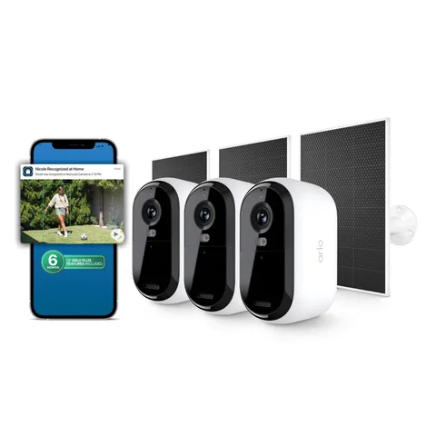 Arlo Essential Security Camera (3rd Gen - 2025 Release) 3 3 Cameras, White