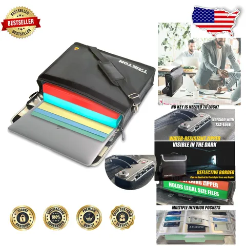 XL Fireproof Document Bag 16" Legal Files TSA Lock High-Viz Reflective