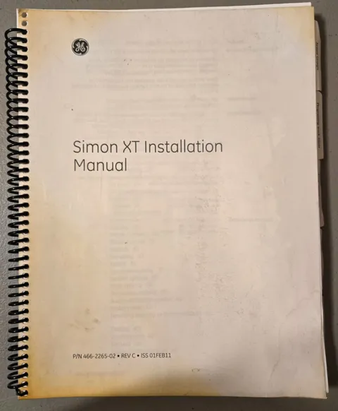 Vintage GE Simon XT Alarm System INSTALLATION / PROGRAMMING MANUAL ONLY 2011
