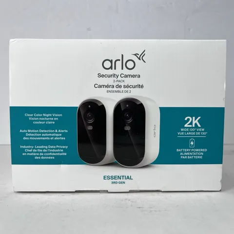 Arlo Essential 3rd GEN Wire-Free Indoor/Outdoor 2K Security Camera White 2 Pack