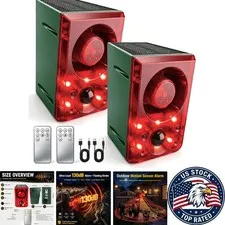 Weatherproof Solar Motion Detector Alarm with 3 Modes and Custom Sounds - 2 Pack
