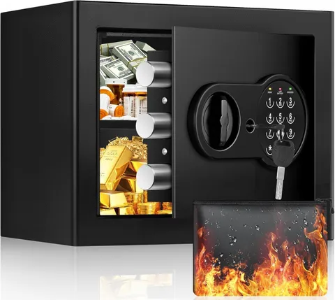 1.2 Cu Ft Home Safe Small Safe Box W/ Fireproof Waterproof Bags Programmable