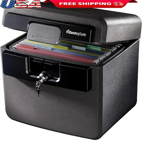 Fireproof Waterproof Safe Document Box Key Lock File Folder Organizer Security