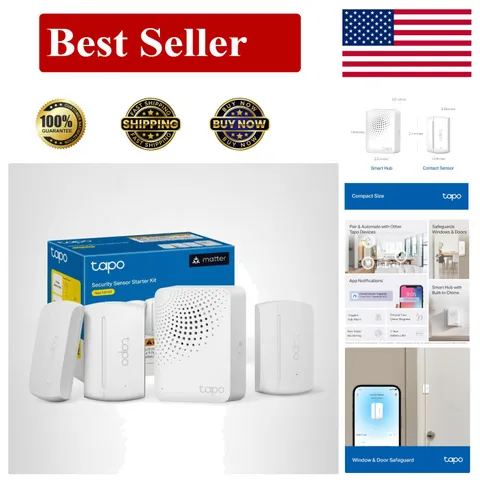 Tapo Door Sensor Starter KIT, Matter Compatible, 3X Smart Door Window Contact...