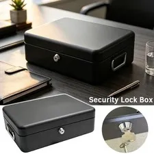 Security Lock Box Fireproof Large Sturdy Cash Safe Keys Document Home Office Box