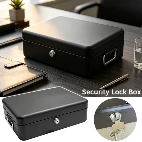 Security Lock Box Fireproof Large Sturdy Cash Safe Keys Document Home Office Box