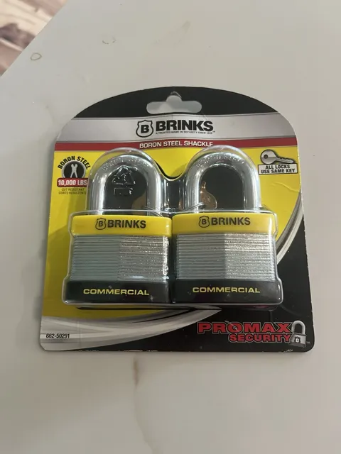BRINKS ProMax Security 2 pack. Boron Steel Shackle. Padlock Commercial Grade NEW