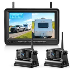Dual Magnetic Wireless Backup Cameras - HD1080P 7” DVR Monitor, Stable Signal