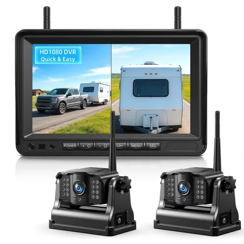 Dual Magnetic Wireless Backup Cameras - HD1080P 7” DVR Monitor, Stable Signal