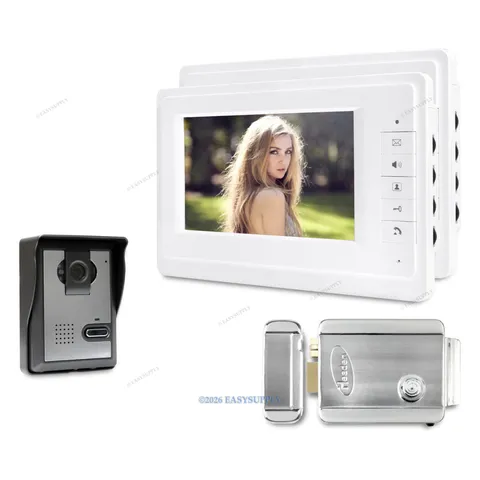 7" Wired Video Door Entry Phone Call System Electric Lock with Keys Included