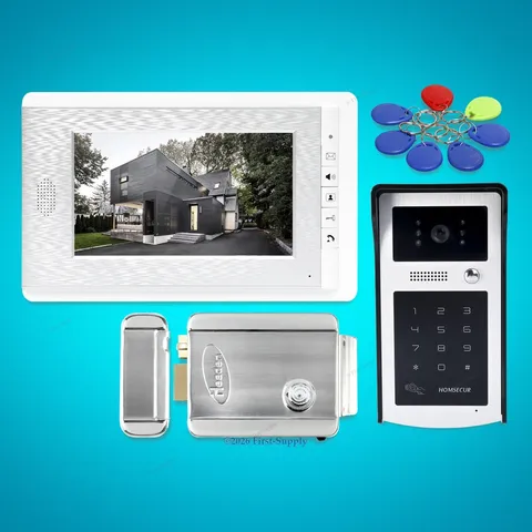 7inch Hands-free Video Door Entry Security Intercom with Keyfobs Password Keypad