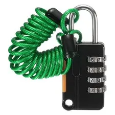Luggage Lock, 4 Digit Combination Padlock with Flexible Green Cable (90cm)