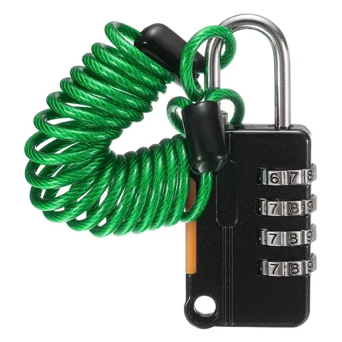 Luggage Lock, 4 Digit Combination Padlock with Flexible Green Cable (90cm)