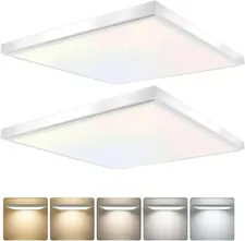 2 Pack 2X2Feet 4200 LM LED Flat Panel, White Trim Flush Mount and Drop Ceiling L