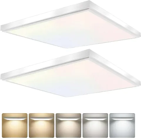 2 Pack 2X2Feet 4200 LM LED Flat Panel, White Trim Flush Mount and Drop Ceiling L