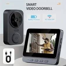 Home Security Equipped with Night Vision Two-way Doorbell + HD Display