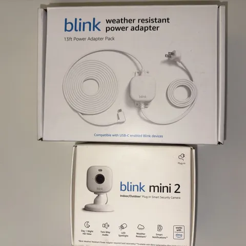 NEW Blink Mini 2 Indoor Outdoor Plug-in Camera & Weather Resistant Adapter