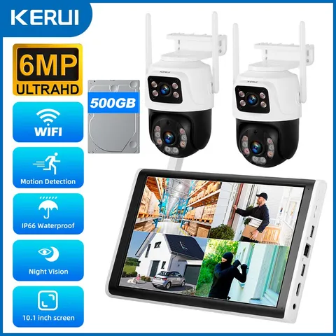 6MP Home WiFi Surveillance Cameras 8CH 10.1" NVR H.265+ Night Vision 500GB HDD