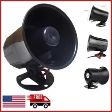 15W DC 12V Alarm Siren Horn for Home Security System Wall Mount Black