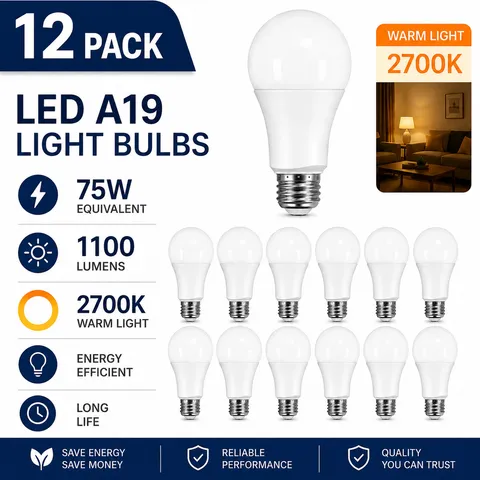 Satco S9596 75W 2700K LED Light Bulb 1100 Lumens E26 E27 A19 Vibration Resistant