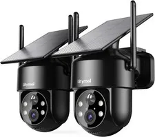 2K Solar Camera for Home Safety, 360° View Security Cameras Wireless Outdoor,...