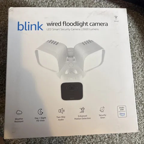 NEW Blink Wired Floodlight Camera HD Smart Security Cam Alexa Sealed - White