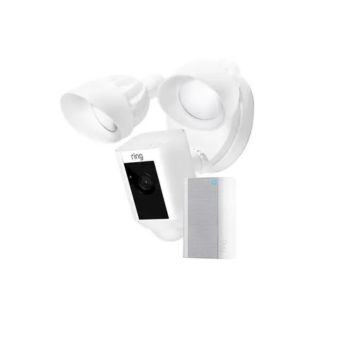 Ring Floodlight Cam Plus Outdoor Wired 1080p Surveillance Camera - White