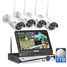 Hiseeu WNKIT-10V-4HB612-1T Security Camera System with 10.1 Monitor 10CH 1TB