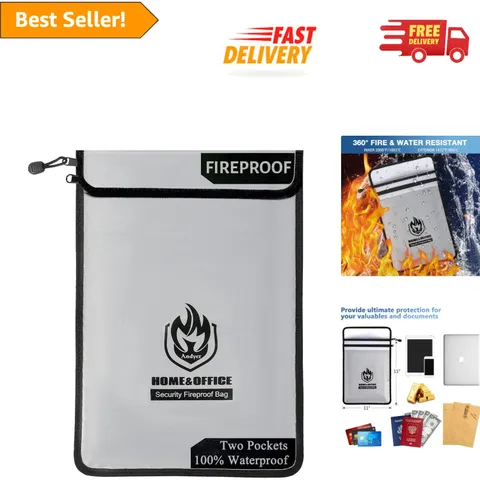 Durable Fireproof Document Organizer - Waterproof & Reflective Design for Safety