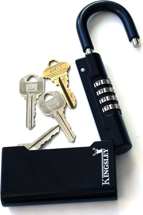 Kingsley Guard-a-Key Portable Lock Box Black Resettable Combination Hanging Safe