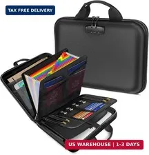 Fireproof Document Box with Lock, Hard-Shell Case Important Document Organizer w