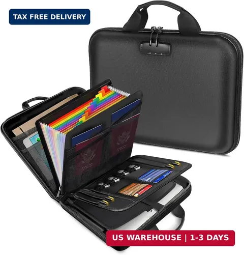 Fireproof Document Box with Lock, Hard-Shell Case Important Document Organizer w