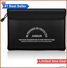 Fireproof Document Bag 5200F Heat Resistant 8 Layers Large Black Waterproof