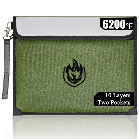 2 Pockets Fireproof Document Bag 6200°F, 10 Layers Waterproof Fireproof Money...