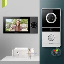 Apartment Intercom System Set Indoor Monitor+ Outdoor Camera+ Electric Rim Lock