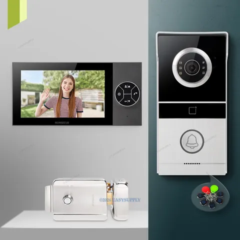 Apartment Intercom System Set Indoor Monitor+ Outdoor Camera+ Electric Rim Lock