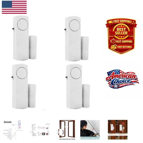 Magnetic Burglar Alert Sensors - Compact 4-Pack for Home & Office Protection