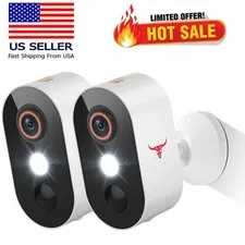 2 Pack Wireless Security Camera System Smart Night Vision Outdoor WiFi Cameras