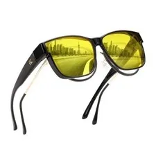 Night Vision Driving Glasses Anti Glare Fit Over Glasses 60 Millimeters Black