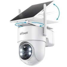 ieGeek 2K Security Cameras Wireless Outdoor, 360°PTZ Solar Outdoor White