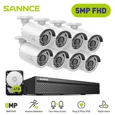 SANNCE 4K 8CH NVR 5MP Two Way Audio POE Security Camera System Human Detection