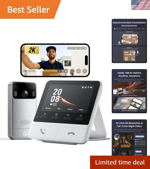 Video Doorbell Camera Wireless with Monitor, No Subscription, 4.3 Inch Screen...
