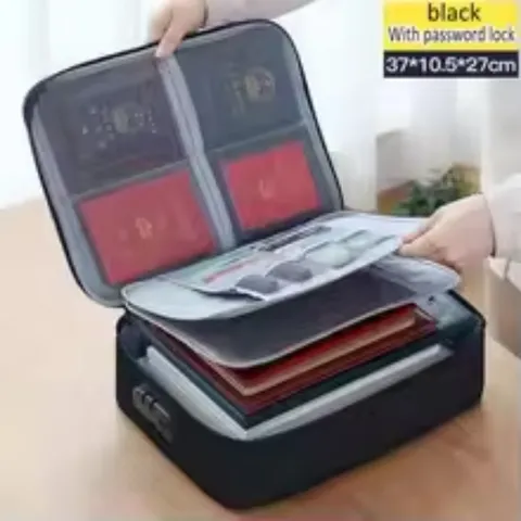 3-Layer Fireproof Document Box with Lock File Storage Box Waterproof Safe Bag US