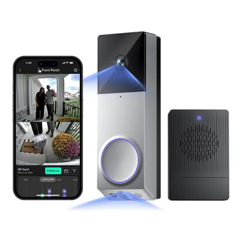 Wireless Duo Cam Video Doorbell (Chime Included), Battery Powered, 2K Full HD...