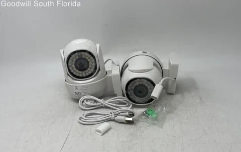 Lot Of 2 Pcs White Wireless Wi-Fi Security Surveillance Camera Not Tested