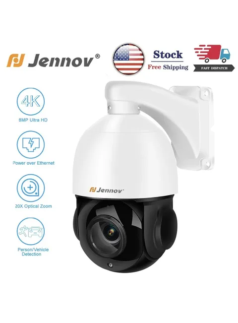 4K 8MP PTZ POE Security IP Camera Outdoor 20x Optical Zoom