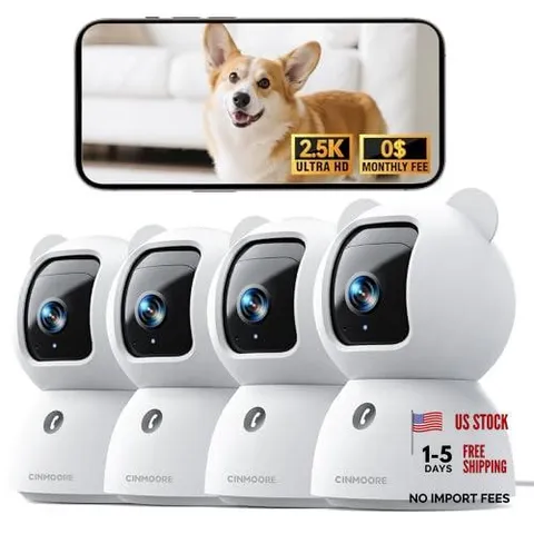 2.5K Indoor Security Camera 4pack, Free AI Person/Pet/Cry Detection, 4MP 4 Pack