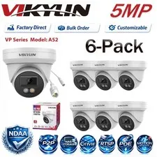 6Pack Vikylin 5MP Smart Light Full Color+IR IP POE Camera Outdoor ONVIF Wired US